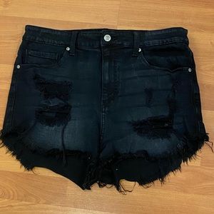 Eunina black distressed High Rise Cut off Shortie